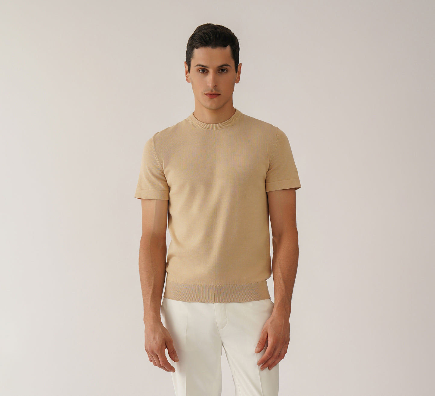 Beige Round Neck T-shirt