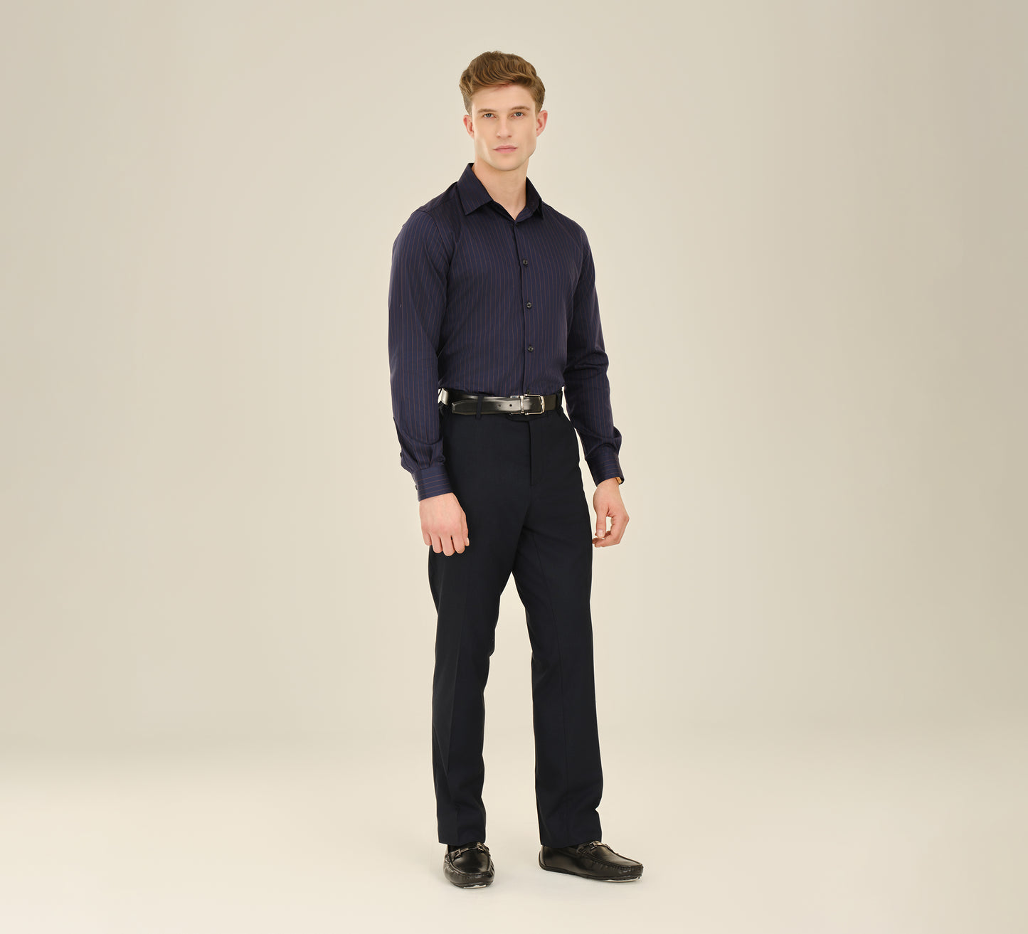 Navy Pin Stripes Tailored Shirt