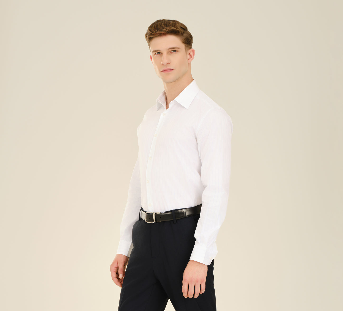 White Pin Stripes Tailored Shirt