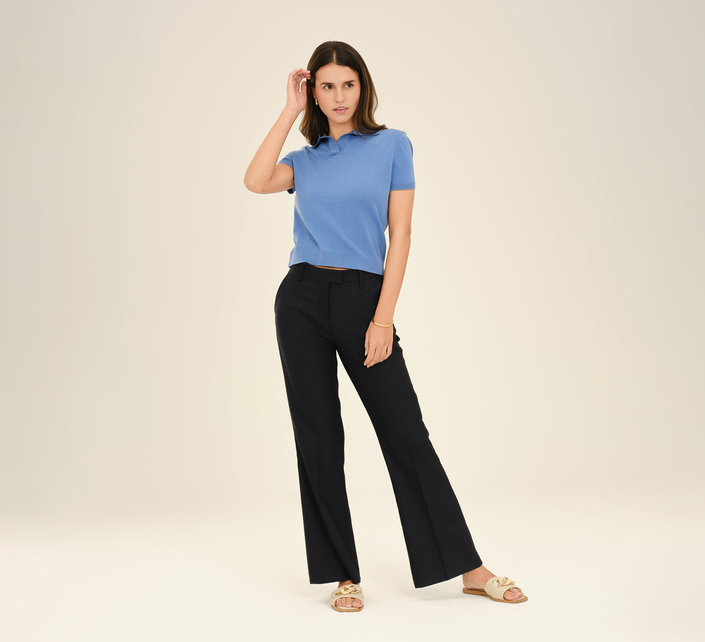 Blue Buttonless Polo