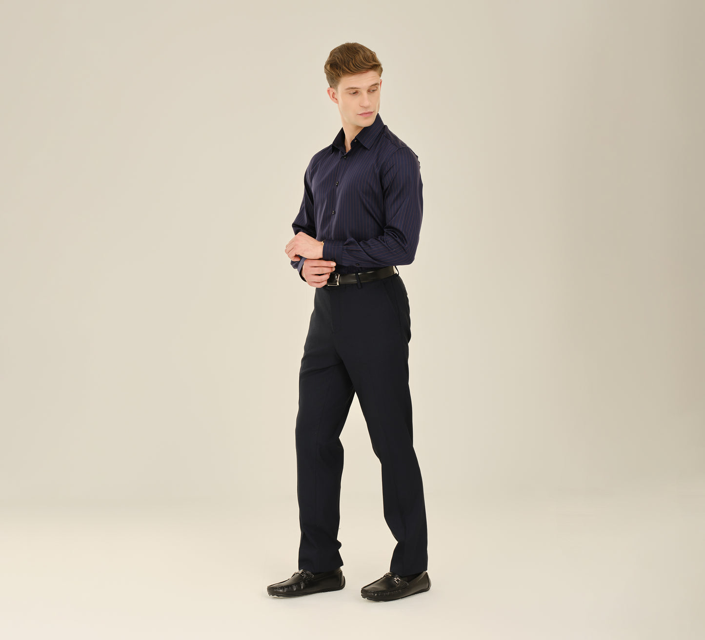 Navy Pin Stripes Tailored Shirt