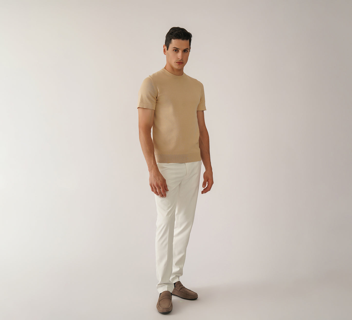 Beige Round Neck T-shirt