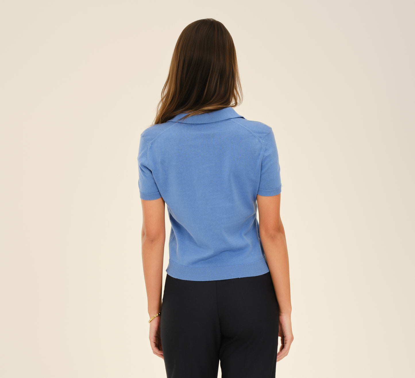 Blue Buttonless Polo