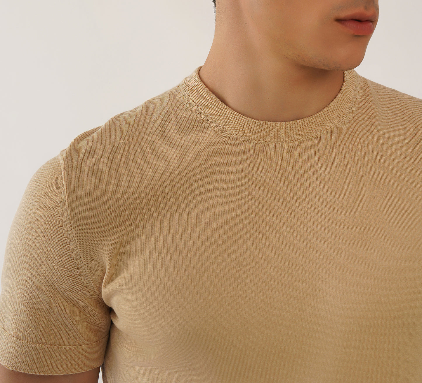 Beige Round Neck T-shirt
