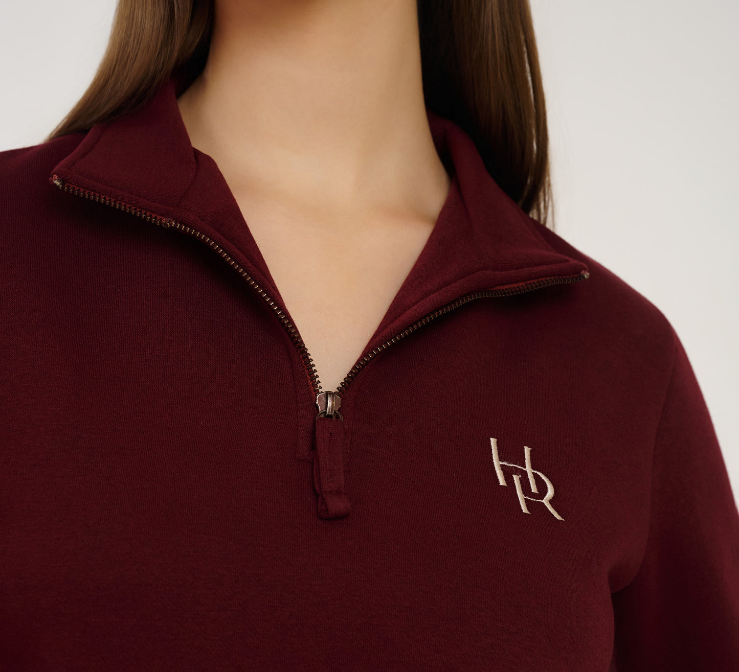 Maroon Embroidered Quarter Zip