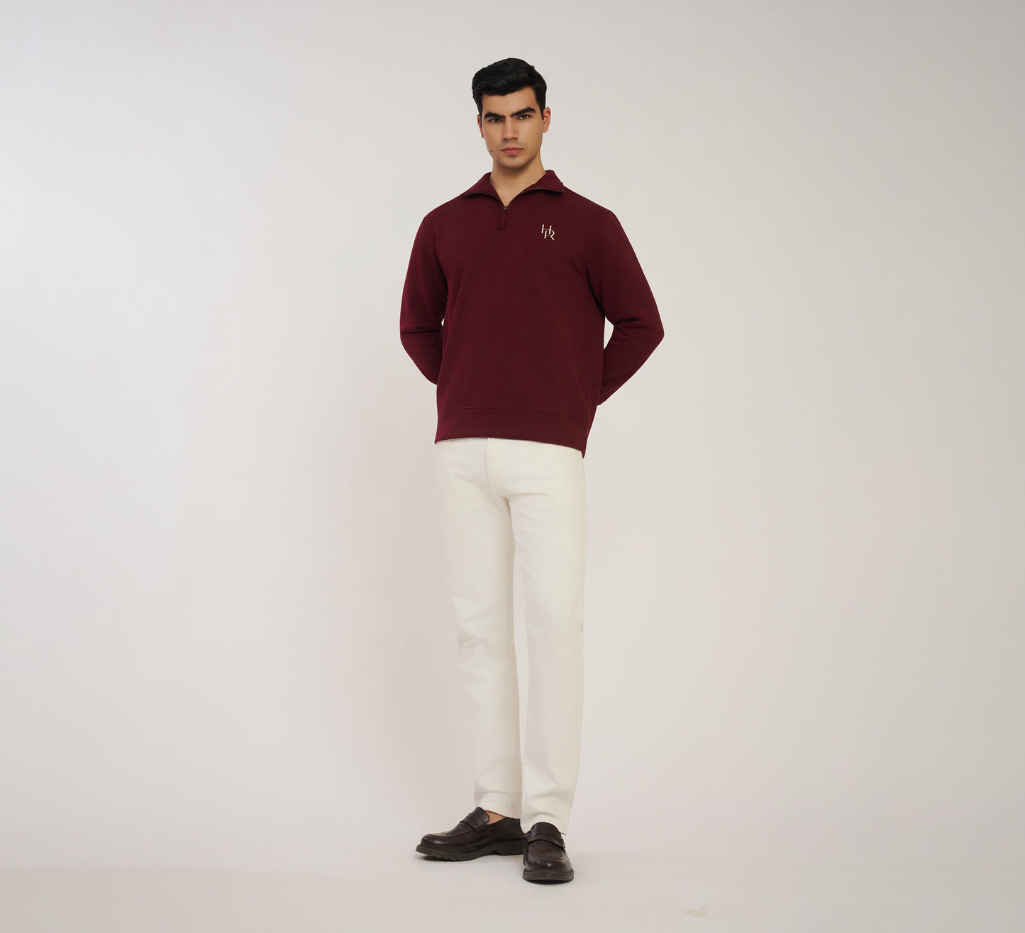 Maroon Embroidered Quarter Zip