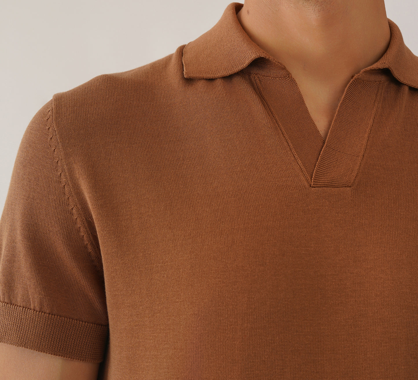 Brown Buttonless Polo