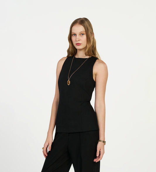 Black Linen Top