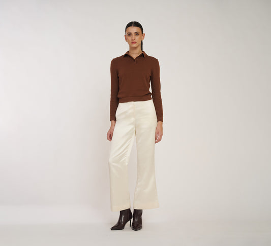 Ivory Silk Trousers