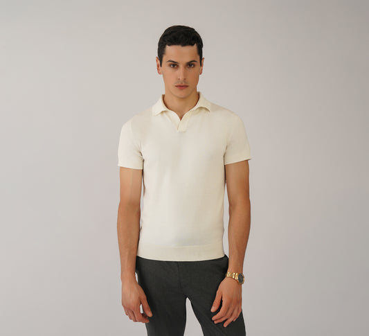 Ivory Buttonless Polo