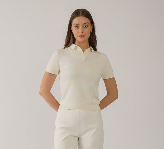 Ivory Buttonless Polo