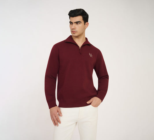 Maroon Embroidered Quarter Zip