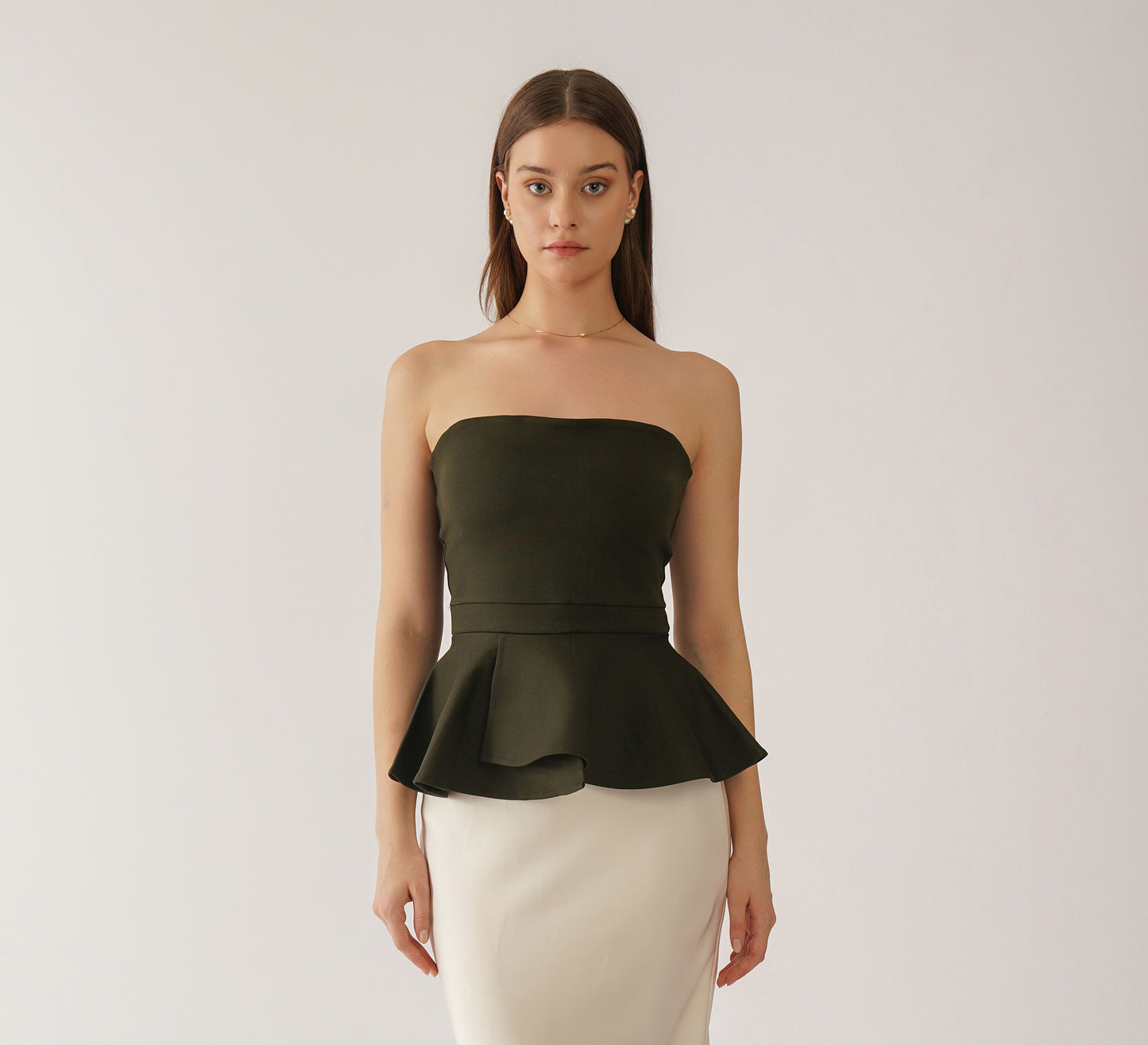 Dark Green Peplum Top