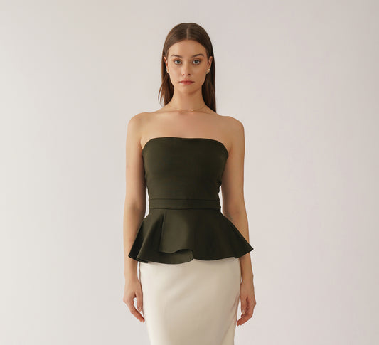 Dark Green Peplum Top