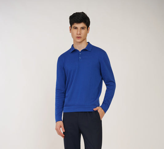 Classic Blue Buttoned Polo