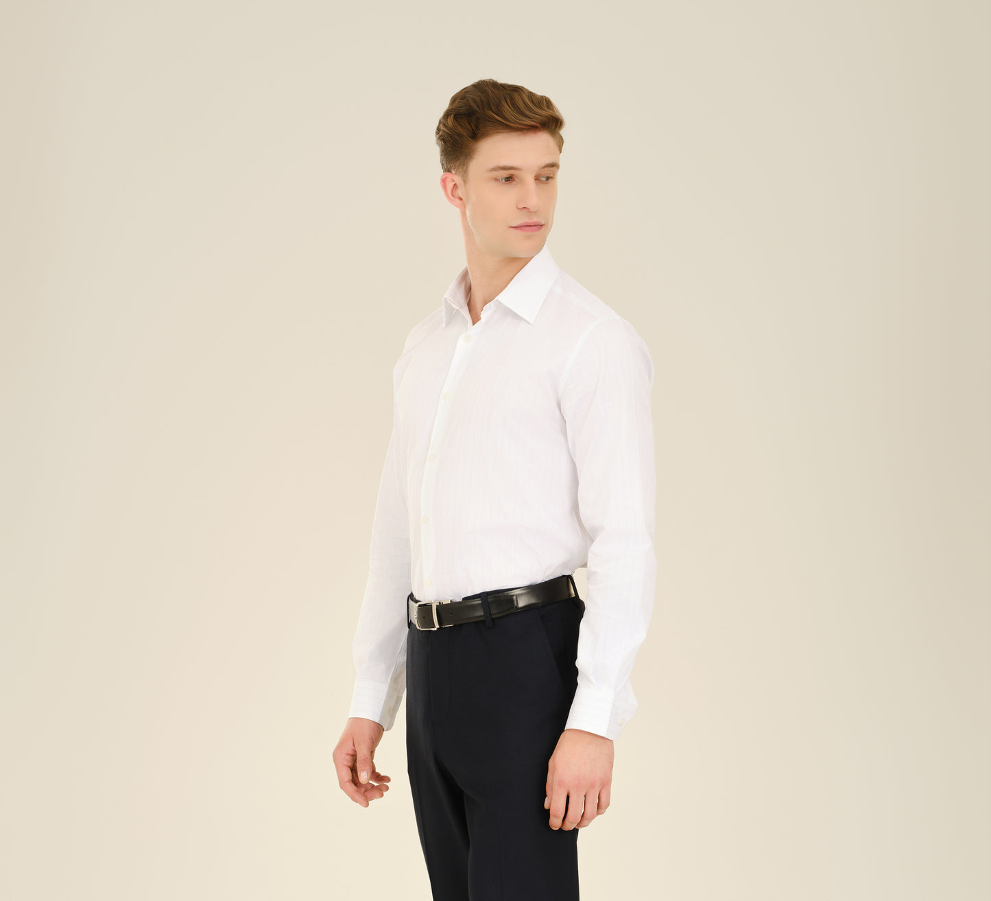 White Pin Stripes Tailored Shirt