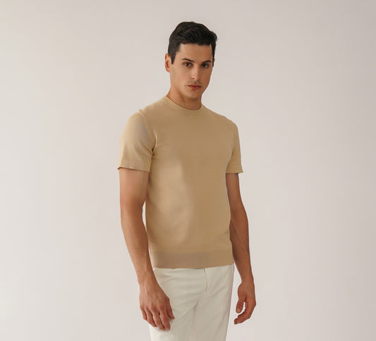 Beige Round Neck T-shirt