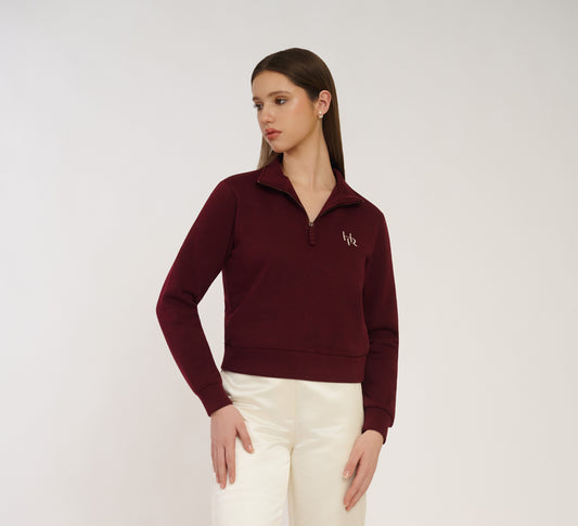 Maroon Embroidered Quarter Zip