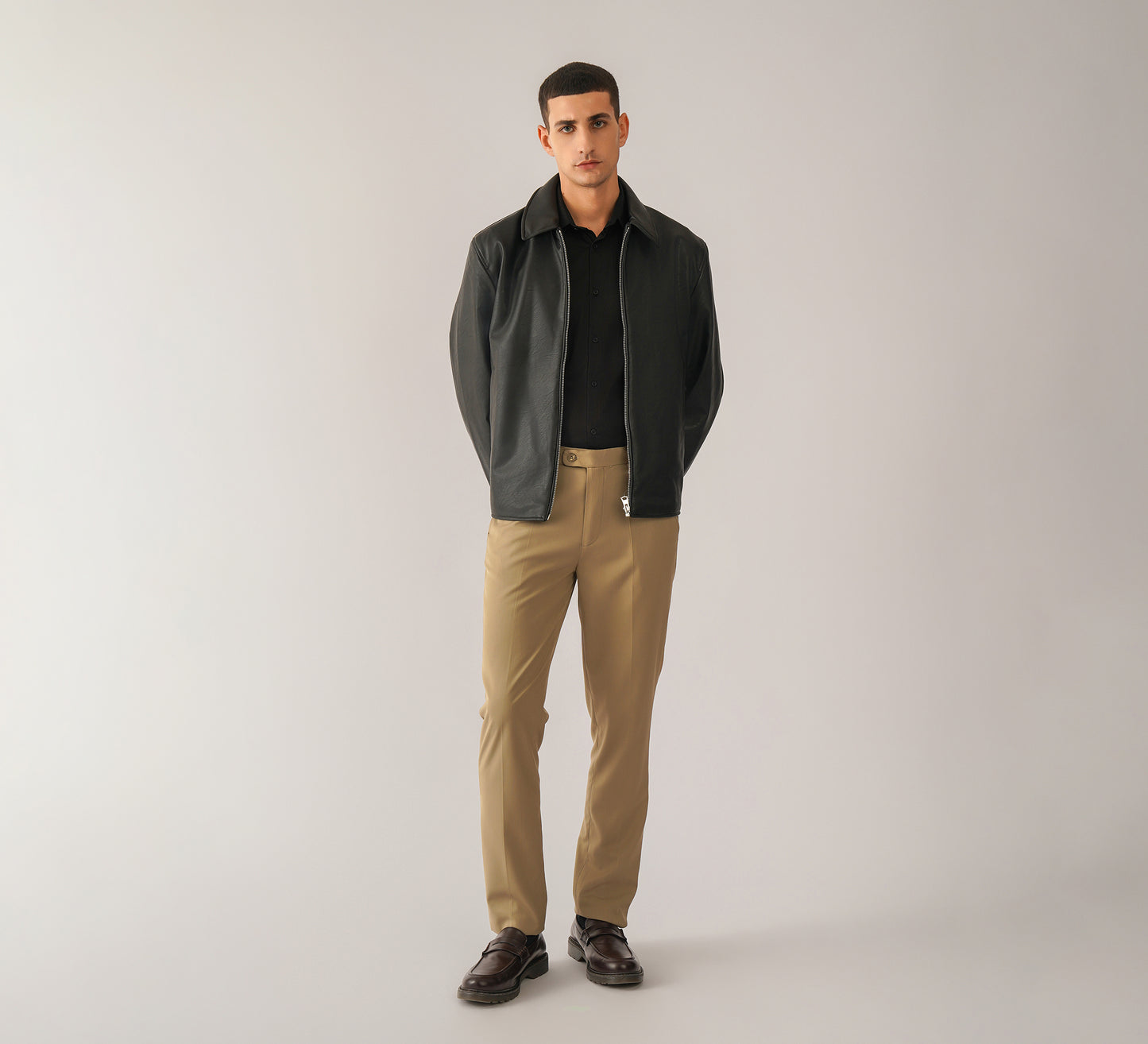 Beige Tailored Fit Trouser