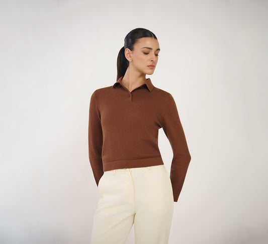 Brown Buttoned Polo