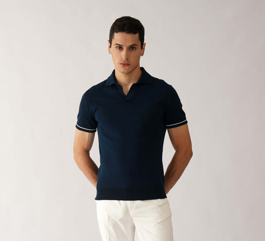 Navy Buttonless Polo