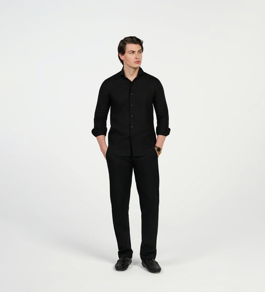 Black Linen Coord Set
