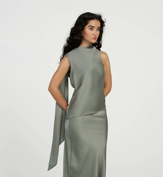 Aqua Satin Stole Top