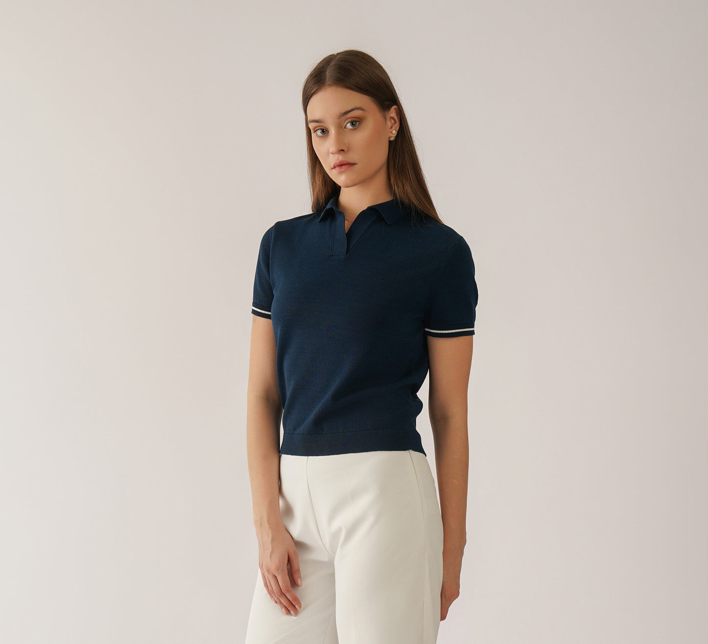 Navy Buttonless Polo