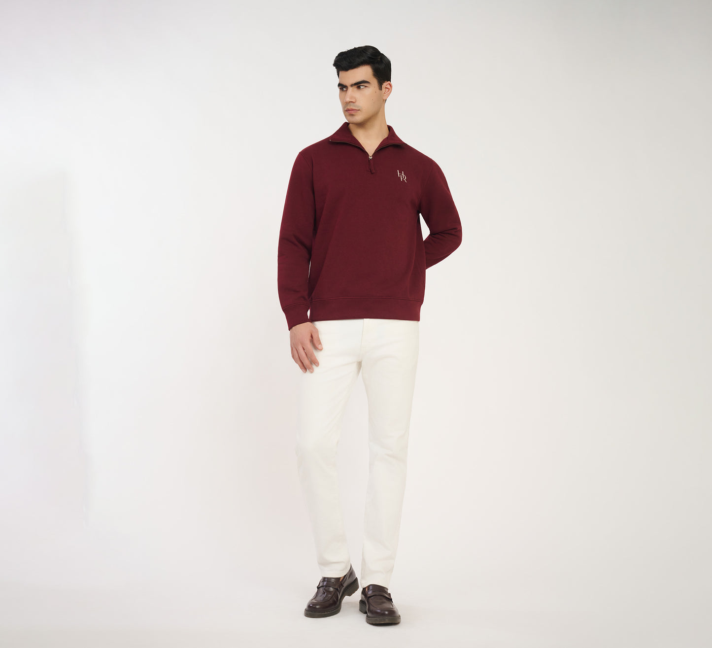 Maroon Embroidered Quarter Zip