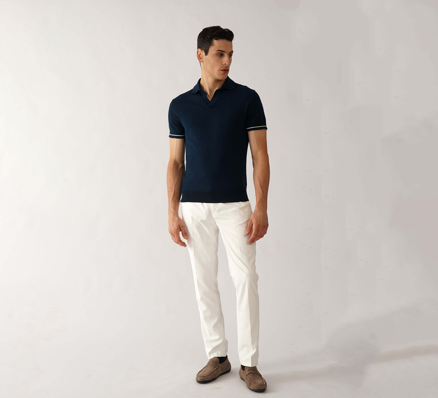 Navy Buttonless Polo