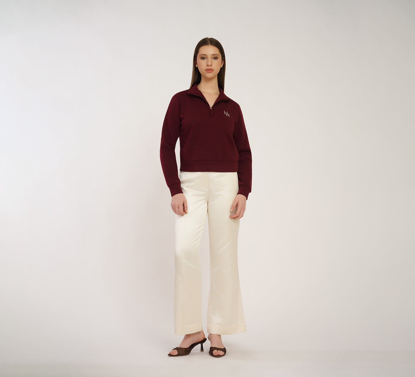 Maroon Embroidered Quarter Zip