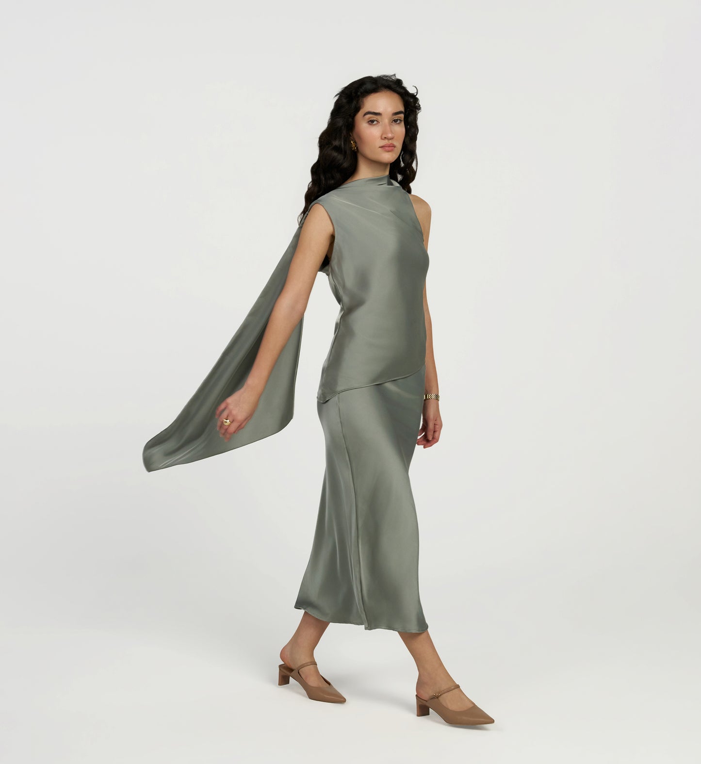 Aqua Satin Stole Top