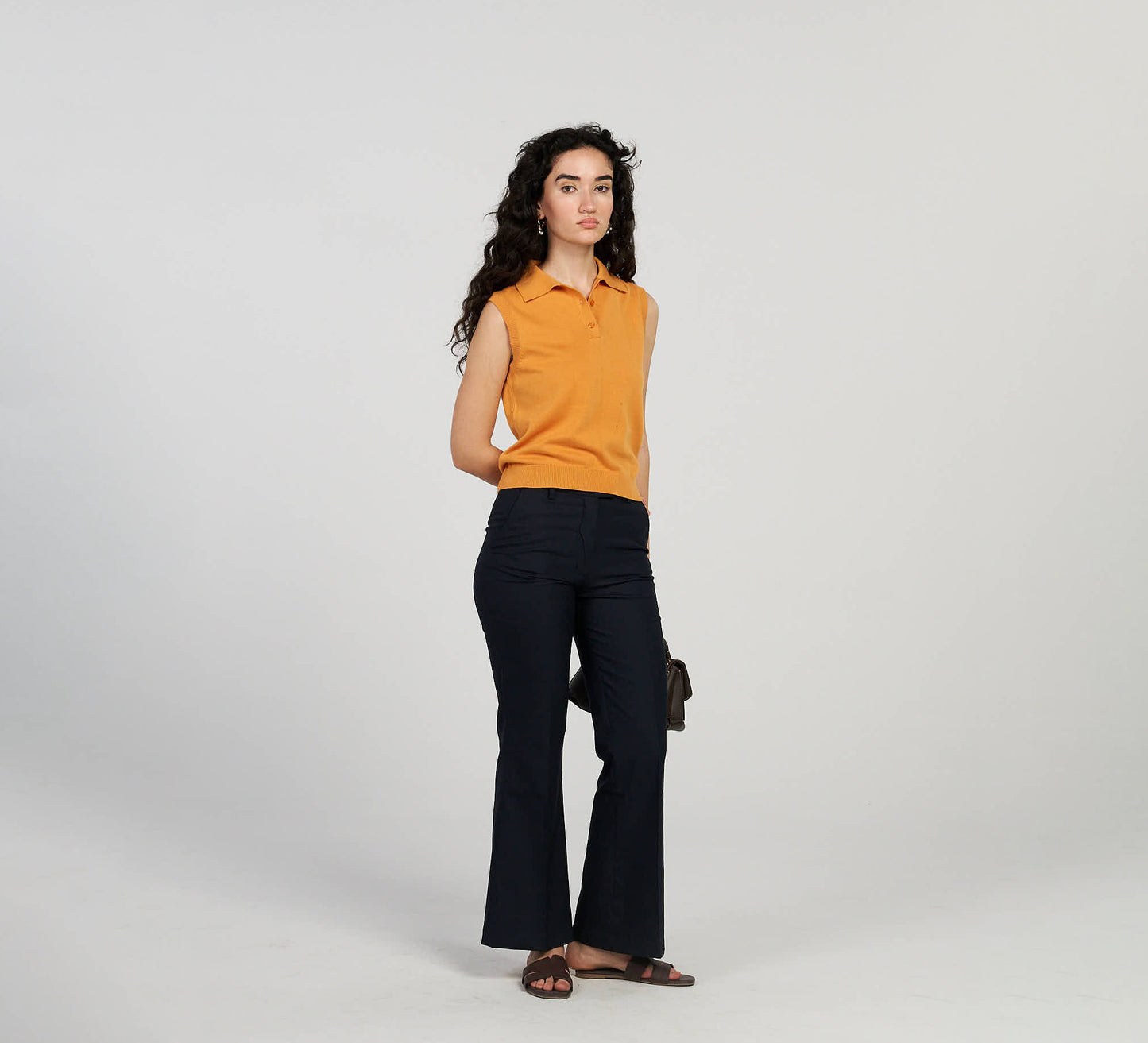Sunset Orange Sleeveless Polo