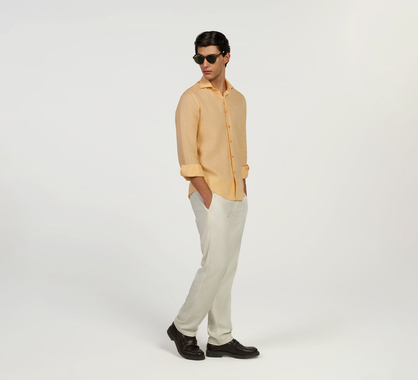Orange Italian Linen Shirt