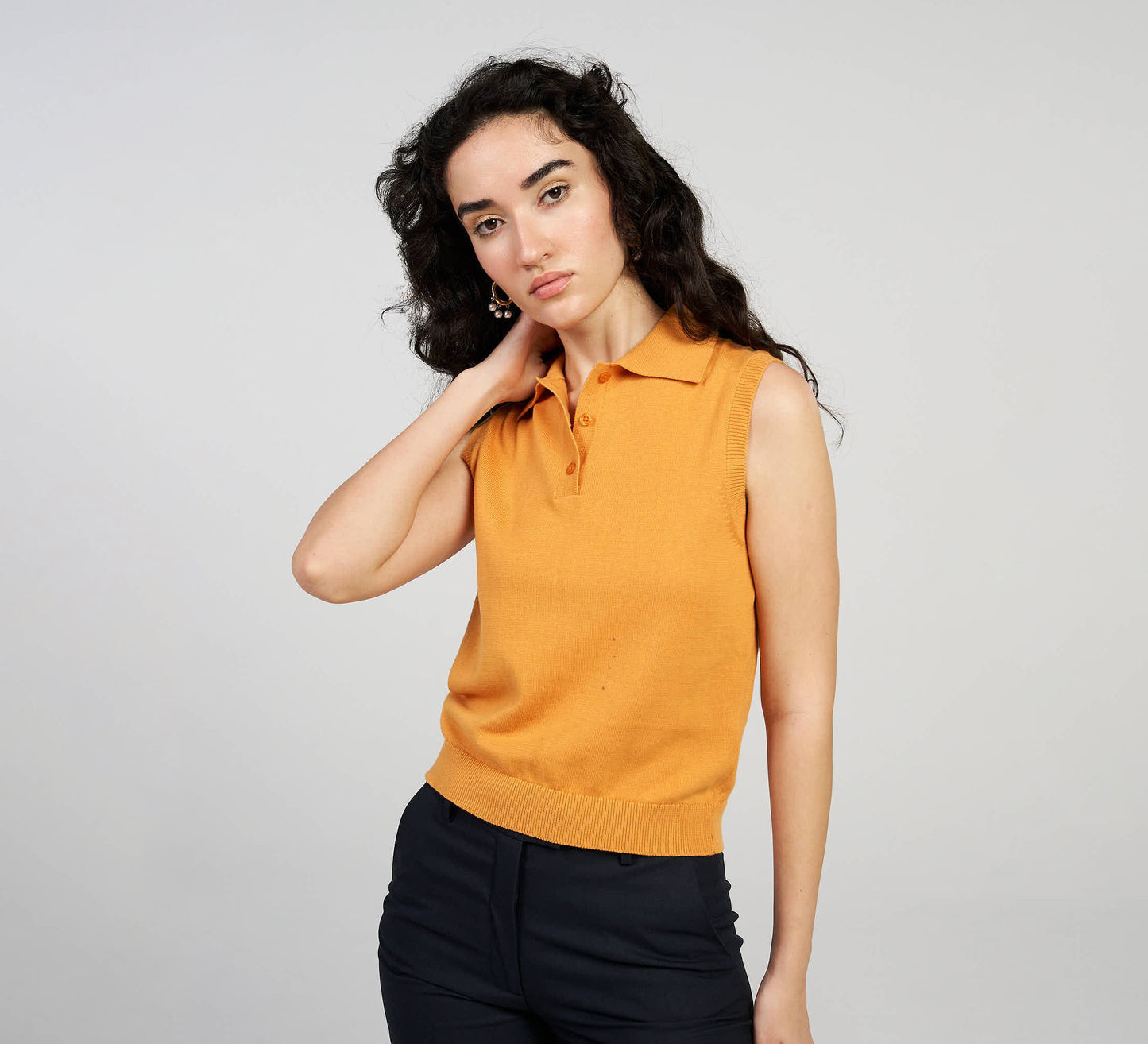 Sunset Orange Sleeveless Polo