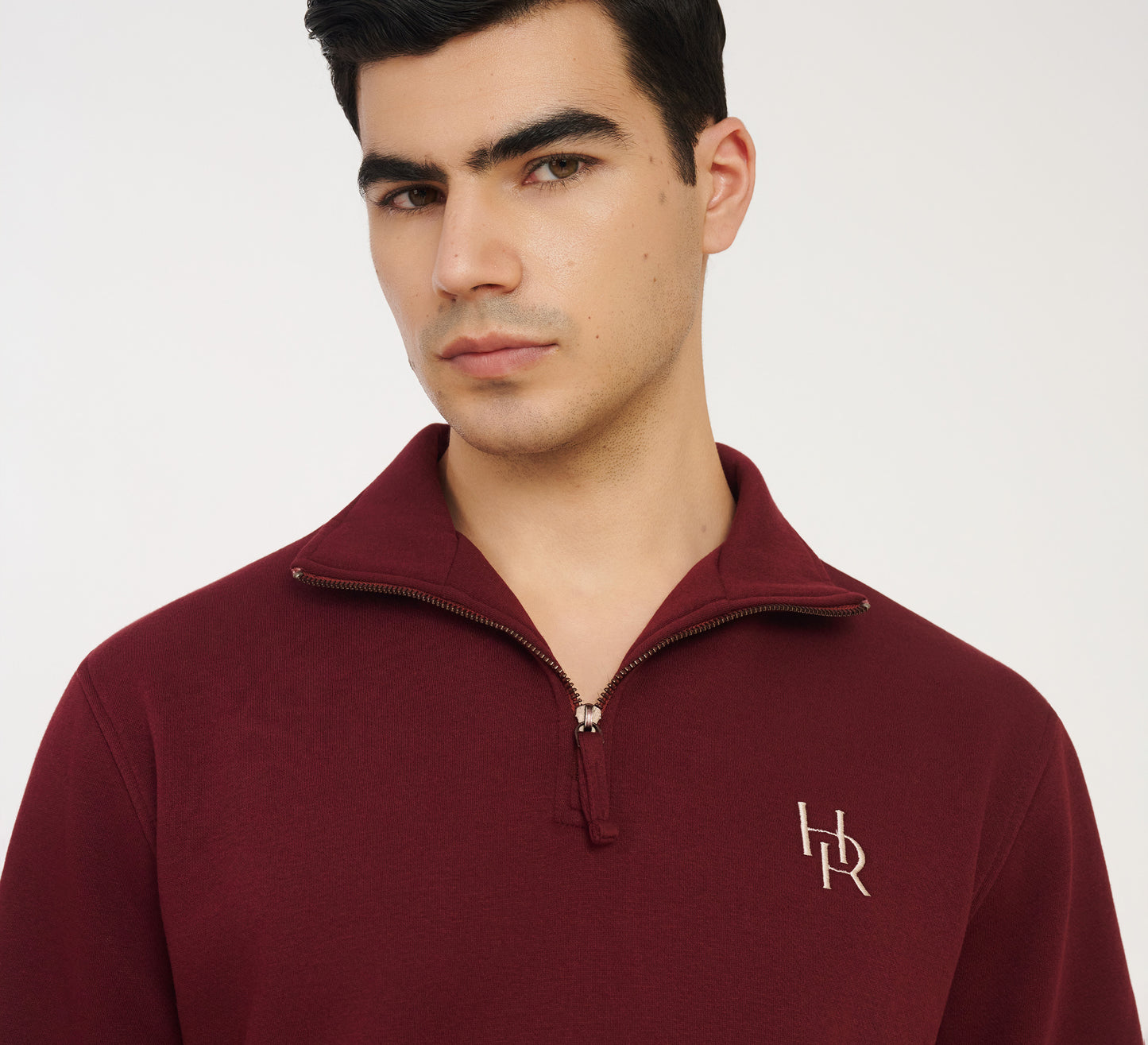 Maroon Embroidered Quarter Zip