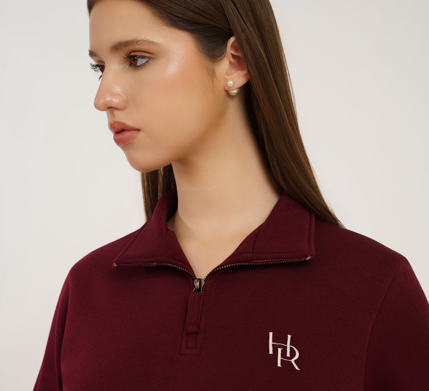 Maroon Embroidered Quarter Zip