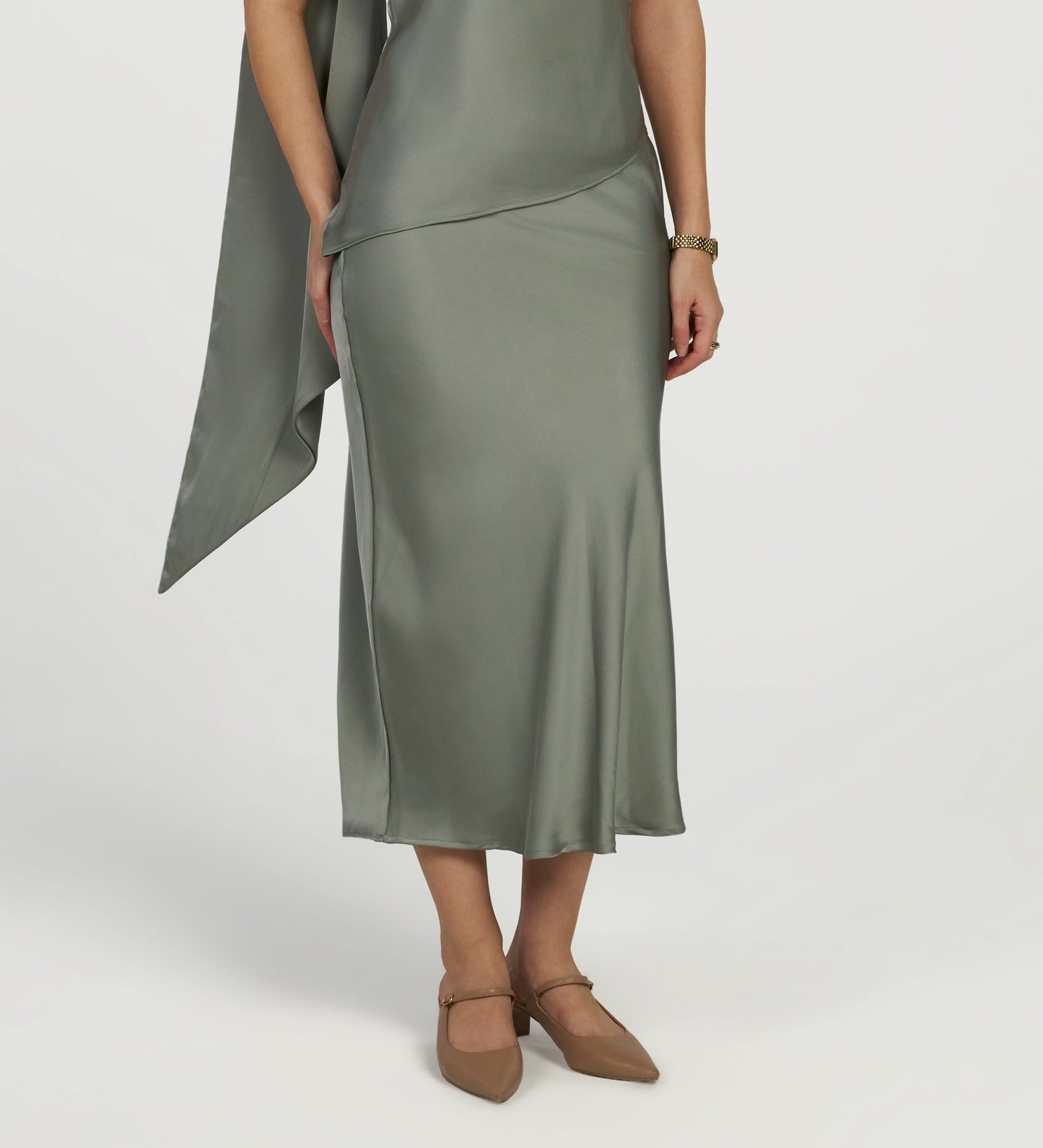 Green Satin Coord Set