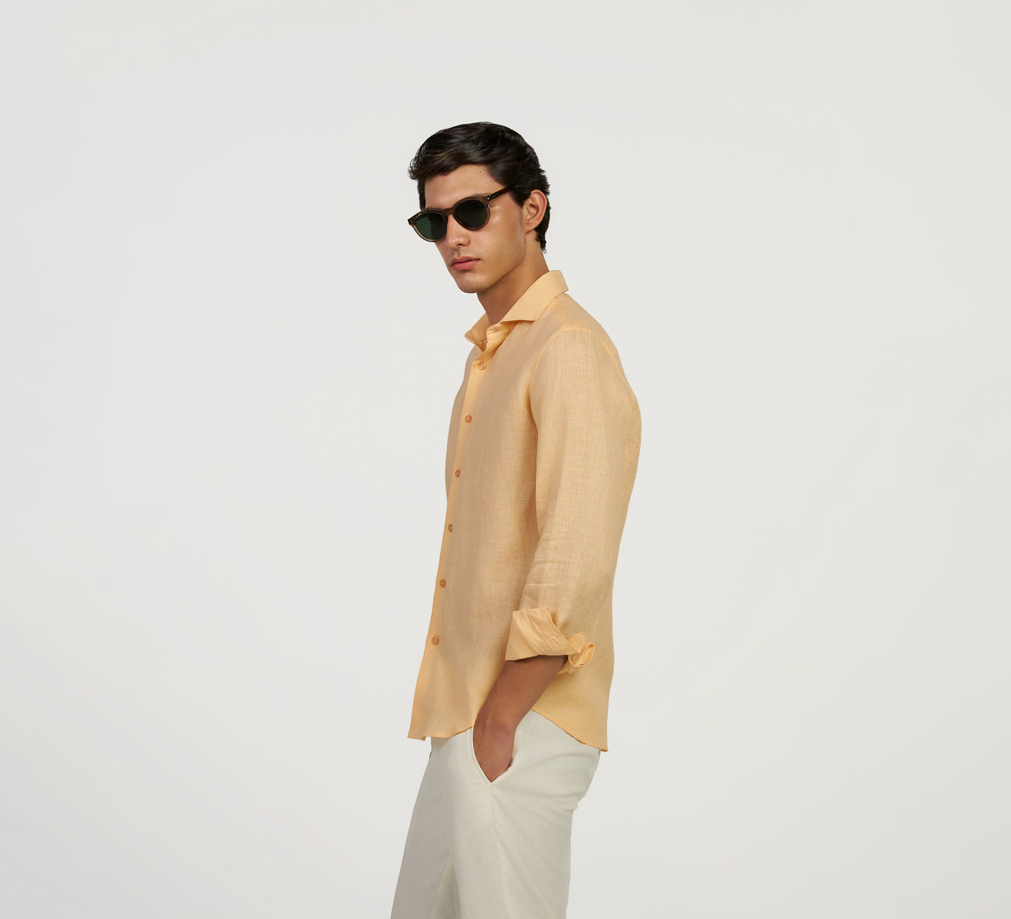 Orange Italian Linen Shirt