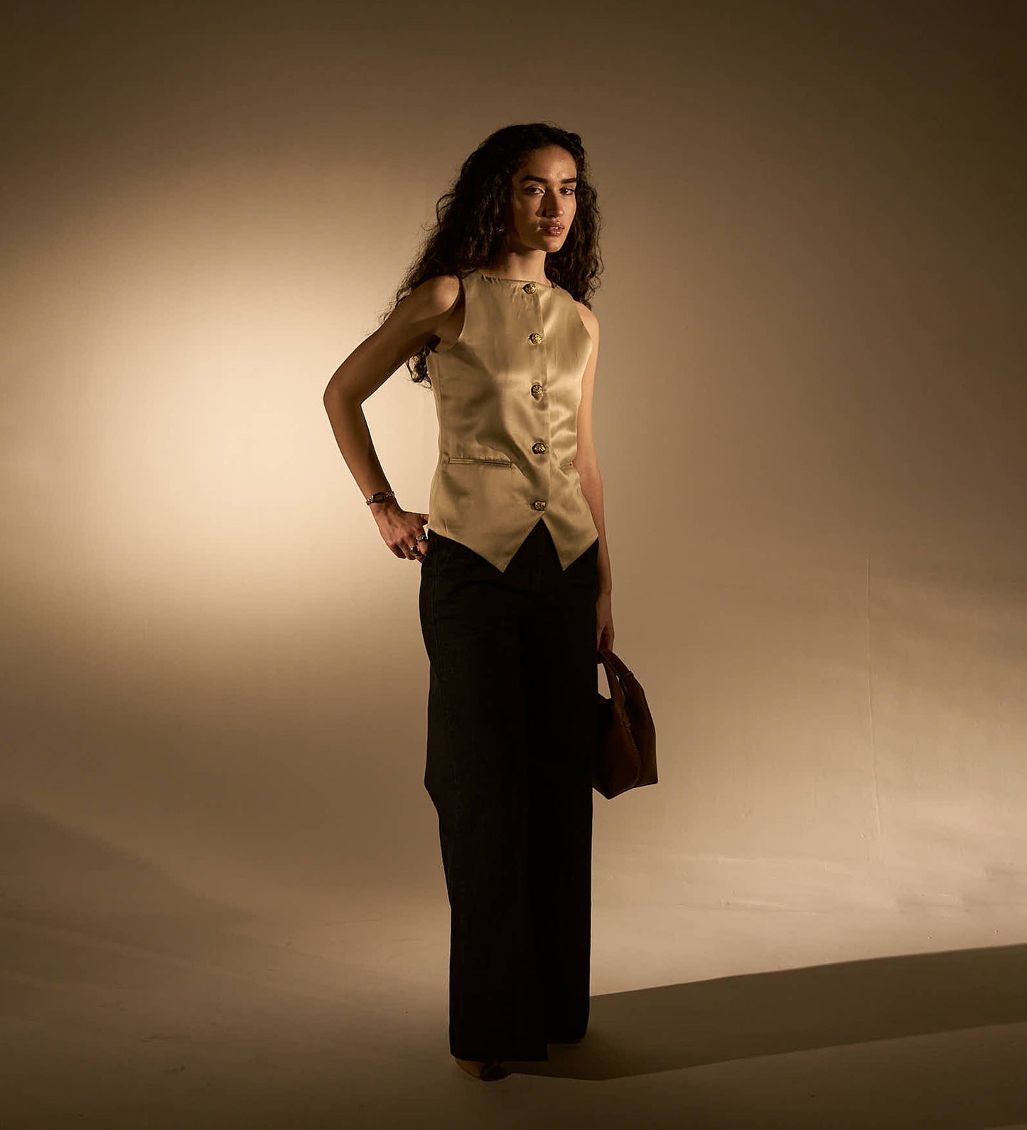 Ivory Gold Satin Waistcoat