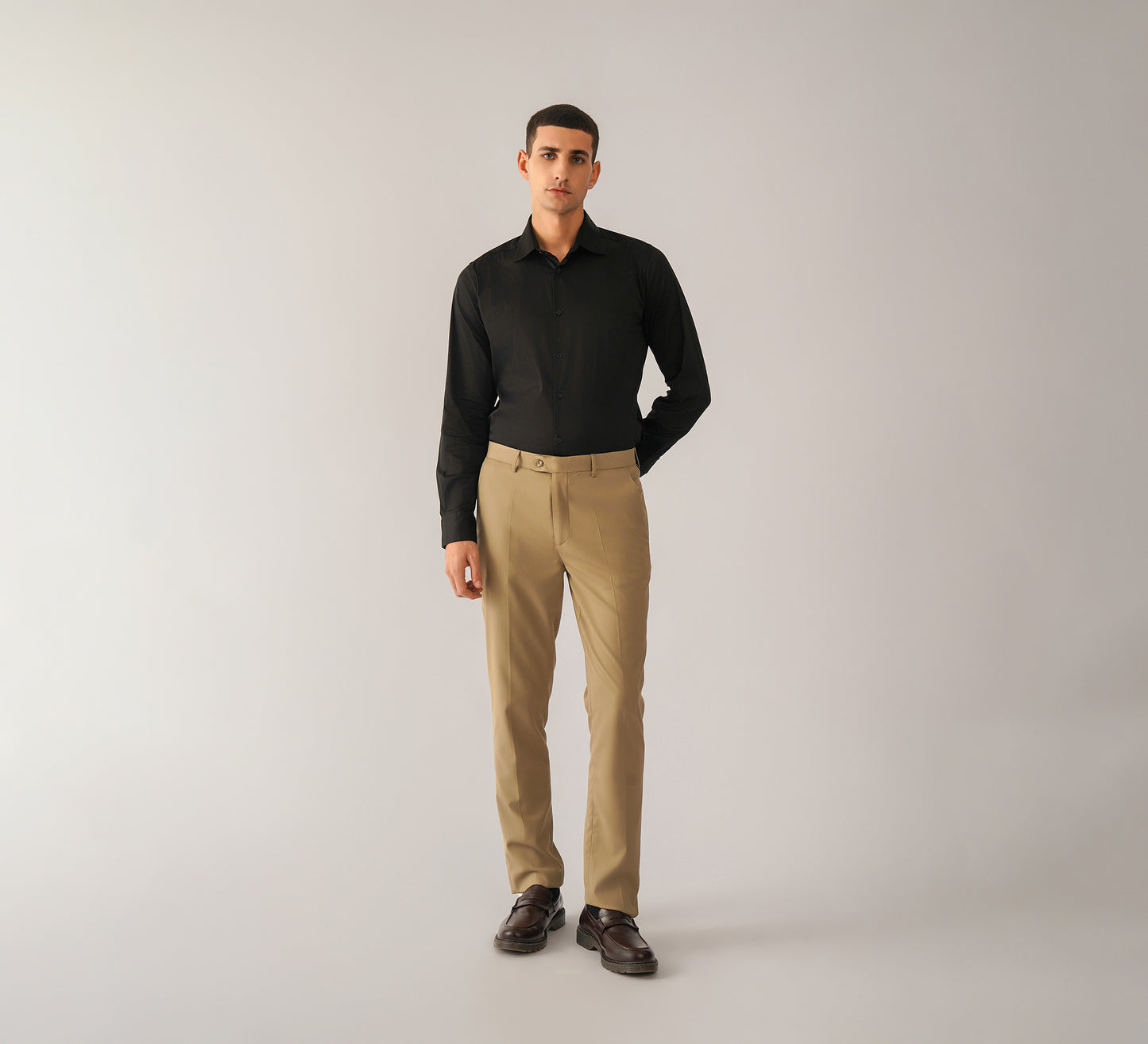 Beige Tailored Fit Trouser