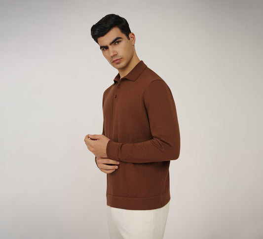 Brown Buttoned Polo