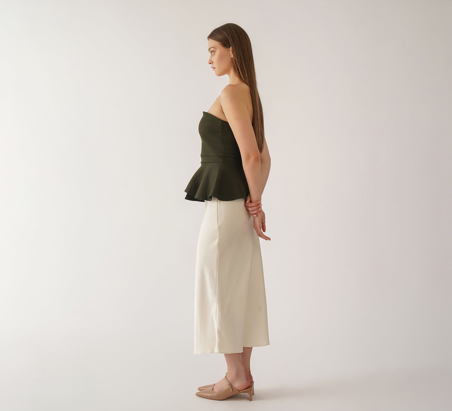 Dark Green Peplum Top