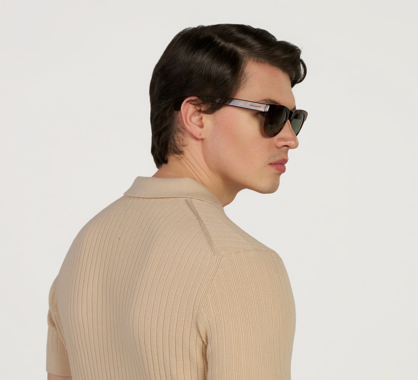 Beige Ribbed Mercerised Polo
