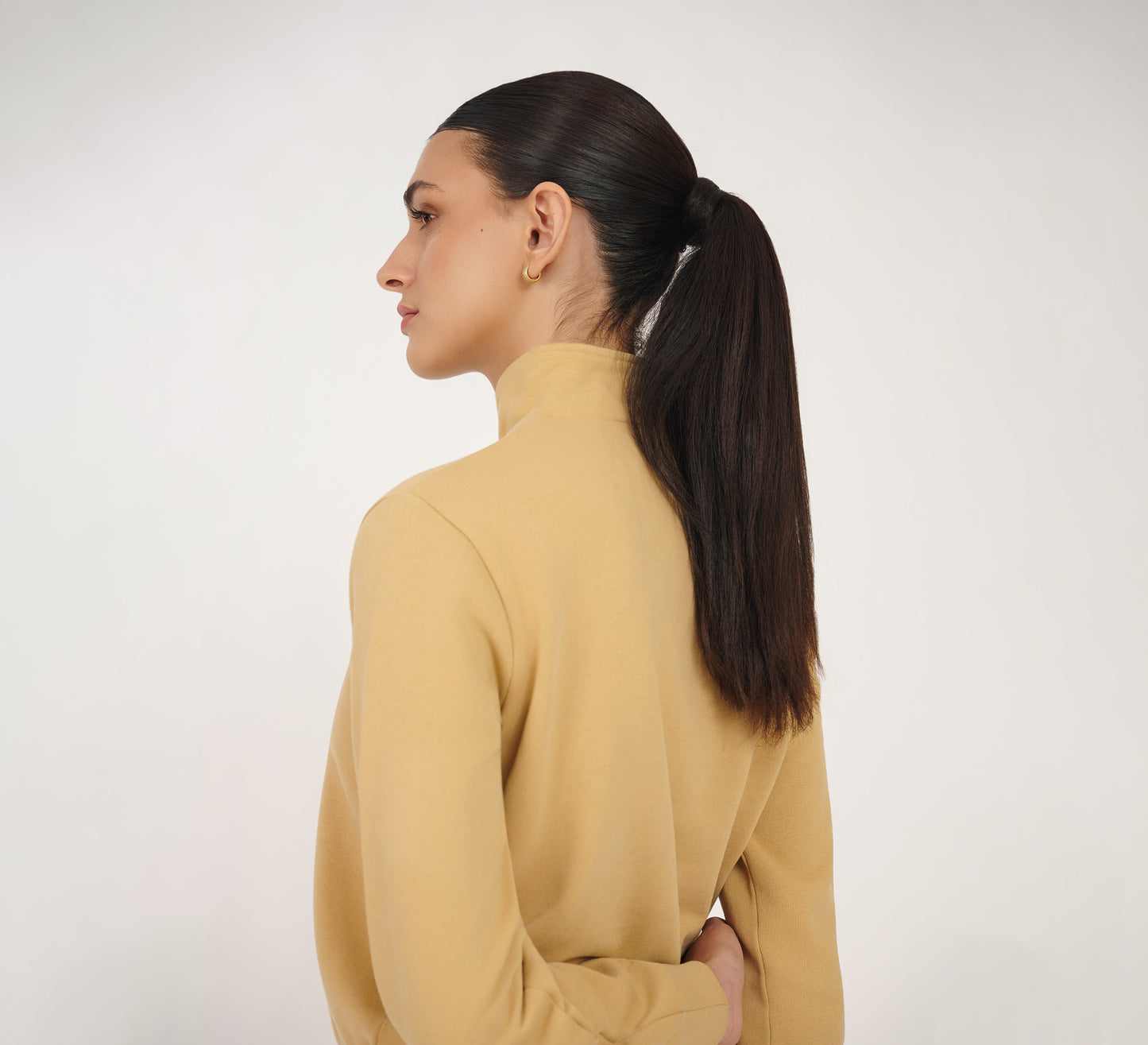 Beige Embroidered Quarter Zip