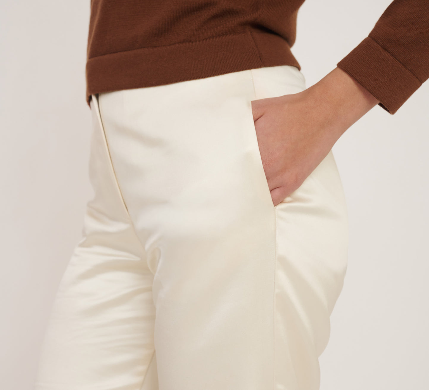 Ivory Silk Trousers