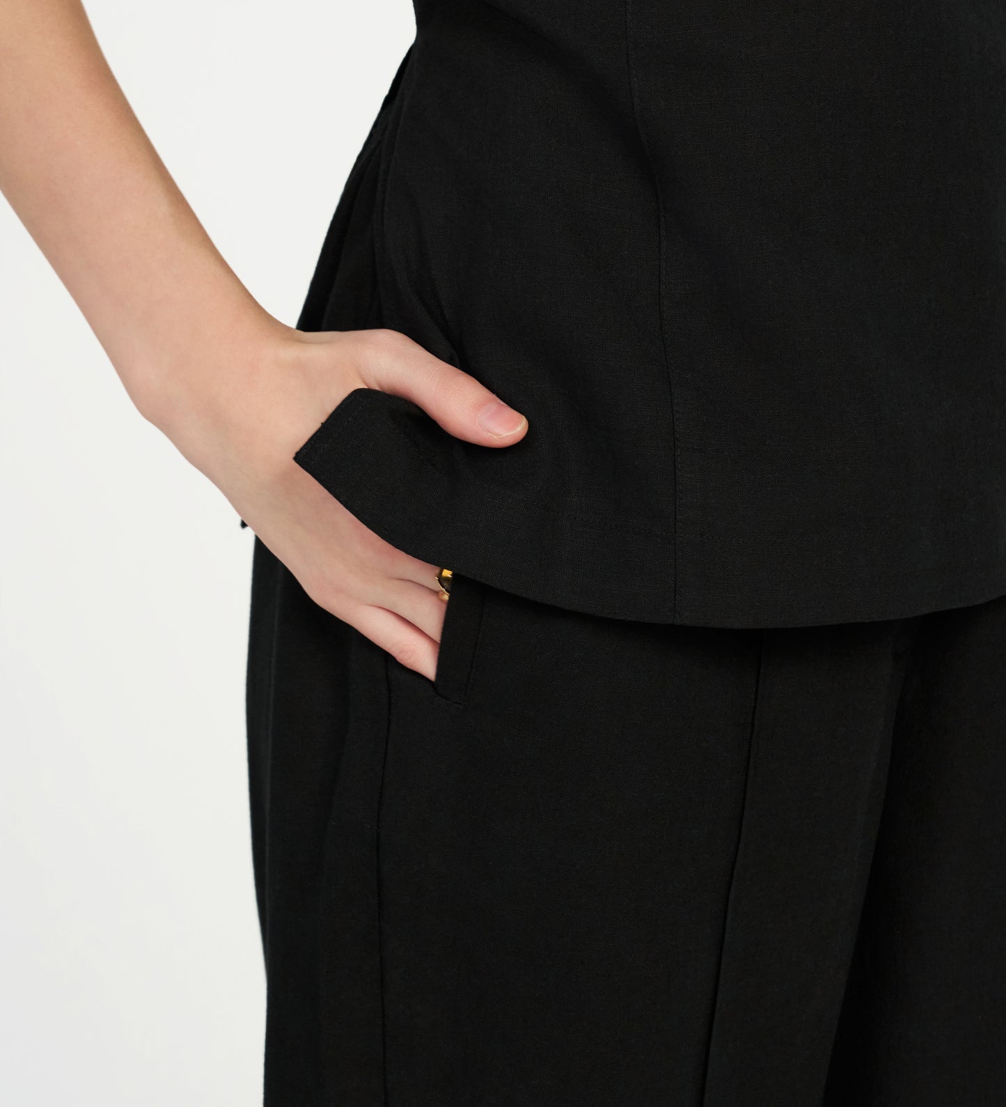 Black Linen Coord Set