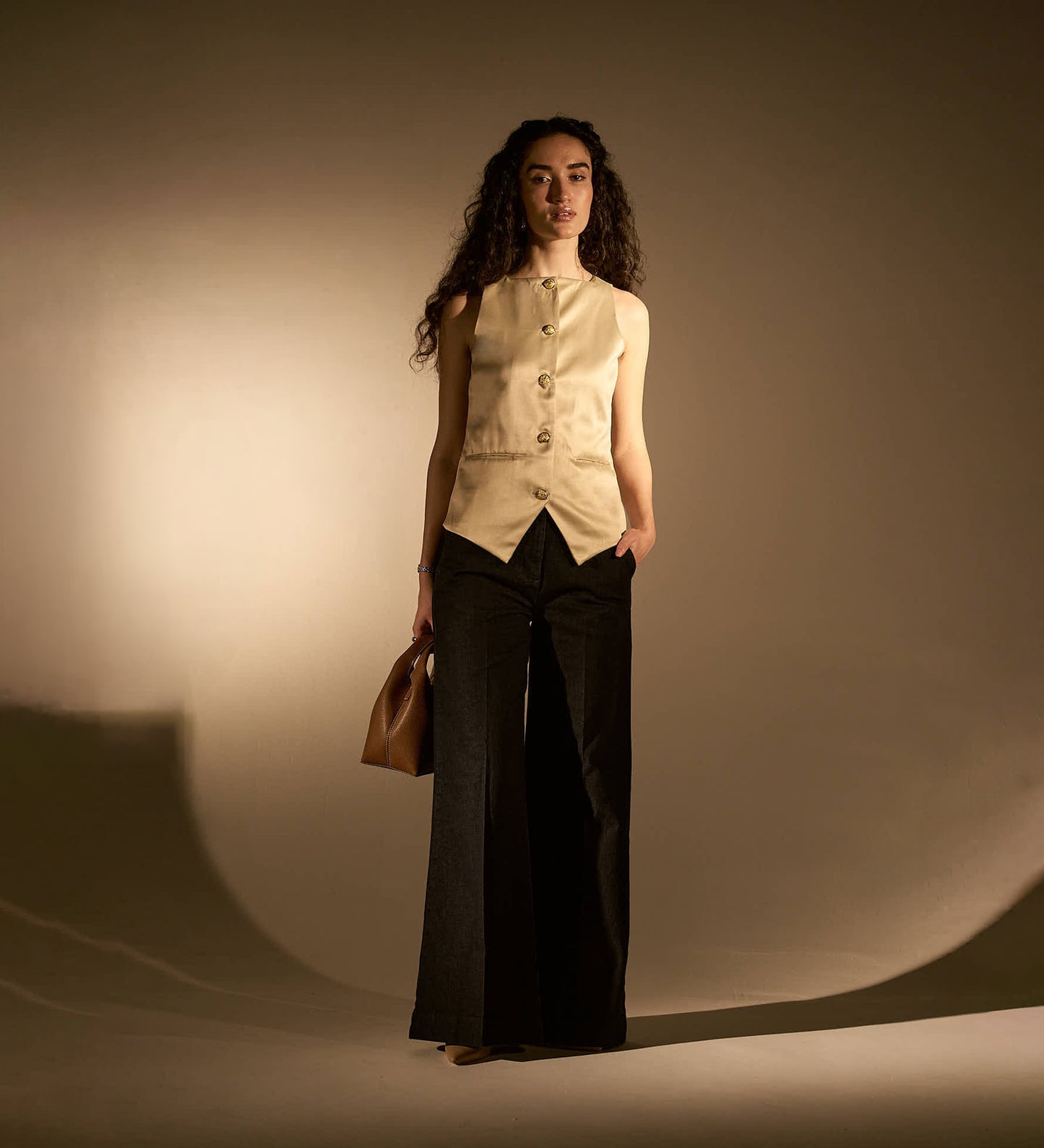 Ivory Gold Satin Waistcoat