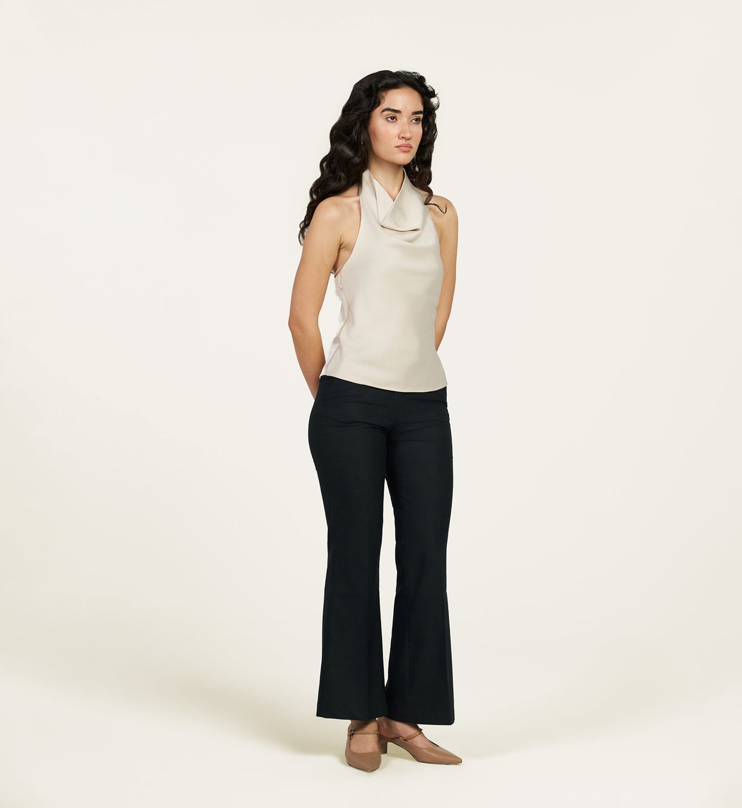 Ivory Satin Halter Top