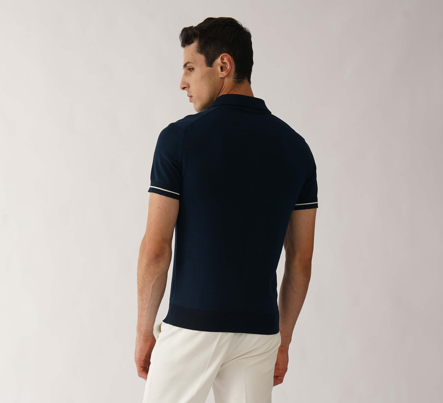 Navy Buttonless Polo